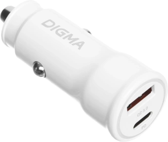 Автомобильное зар./устр. Digma DGC2С 20W 3A (PD+QC) USB-C/USB-A белый (DGC2C0HX12WH) - купить недорого с доставкой в интернет-магазине